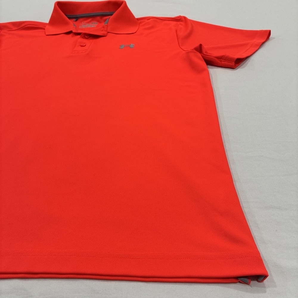 Under Armour Heatgear Polo Shirt Men's Large Loose Fit Short Sleeve Orange - Picture 3 of 13